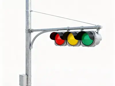 Standard Horizontal Mast-Arm Traffic Light 3D Model Low-poly 3D model