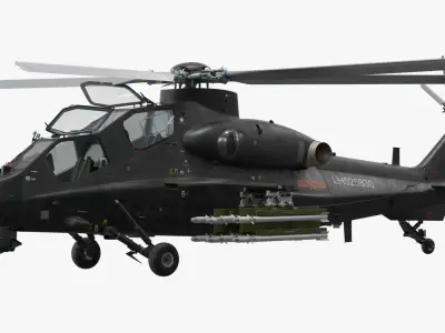  Changhe Attack Helicopter Z-10 with Rocket Loadout Black Rigged 
