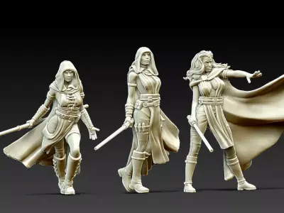 Dark and light woman bundle - 3 miniatures 35mm scale 3D print model