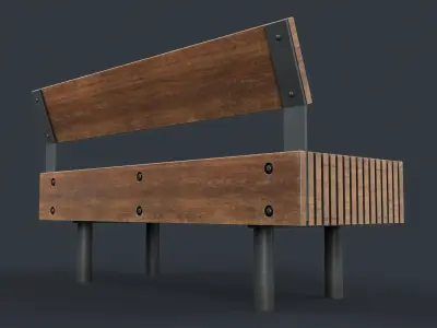 Modern Outdoor Bench 52 PBR Game Ready Low-poly 3D model