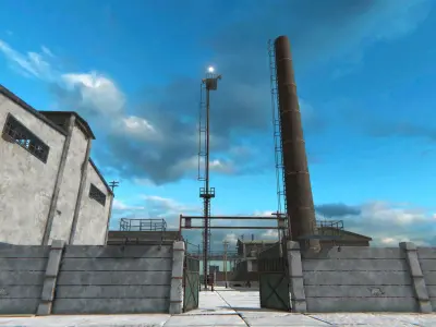 Old Factory pack with interior Low-poly 3D model