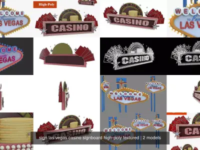 sign las vegas casino signboard high-poly textured 3D Model Pack