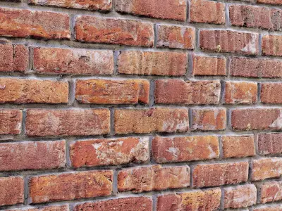 Old red brick wall 3D model