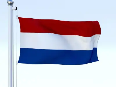 Animated Nederlands Flag Low-poly 3D model