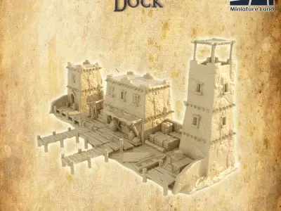 Small Desert Dock Tabletop Terrain 28 MM 3D print model