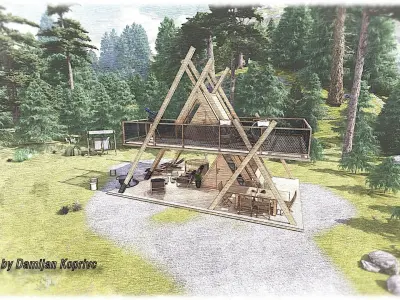 A1 Glamping  A frame Tower 3d model 3D model