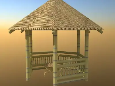 Bamboo Gazebo Low-poly 3D model