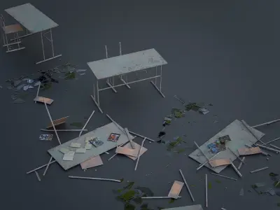 Abandoned School Elements Low-poly 3D model