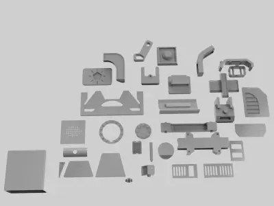 Scifi panel hard surface robo kitbash  3D model