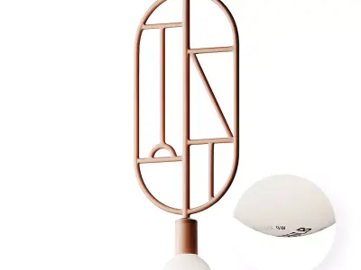 Simple Geometric Frame Drop Pendant Lamp Pink and Blue 3D model