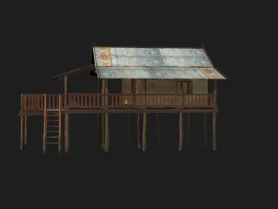 Hmong Old house two floors  3D model