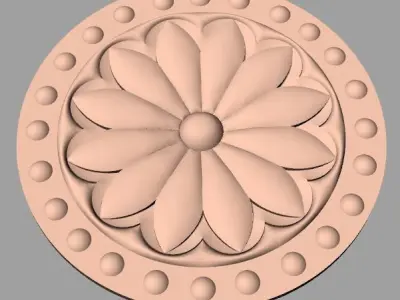 Door flower 3D relief STL Model for CNC woodworking carving E322 3D model