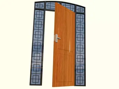 Modern Door With 2 Sidelights Low-poly 3D model