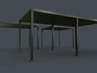 PBR Wooden Pergola Gazebo B3  Low-poly 3D model