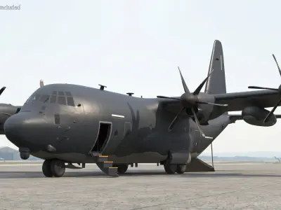  Heavy Transport Plane with Landing Gear Dark Rigged 