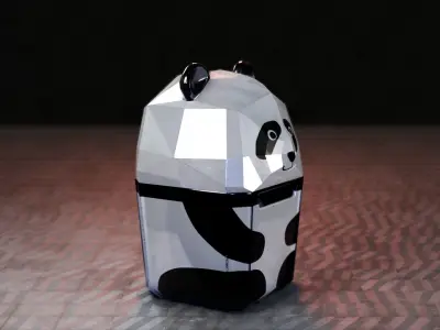Panda Trash Can Low poly 3D model