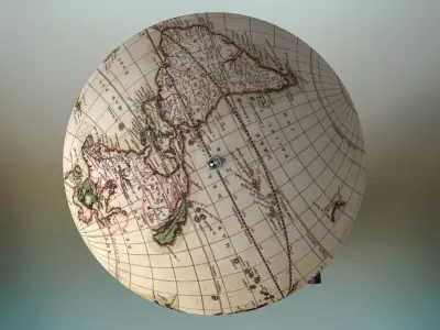 Parasol-sunbed lounge chair under umbrella with map 3D model