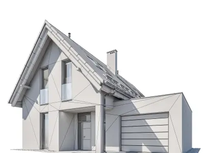 Modern house 14 at night 3D model