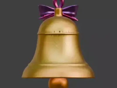 High-Quality 3D Cartoon Midnight Bell Sculpture Low-poly 3D model