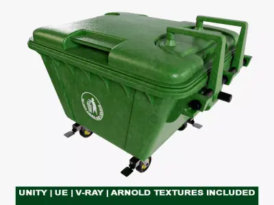 Dustbin Rigged All PBR Unity UE V-Ray Arnold Textures Included Low-poly 3D model