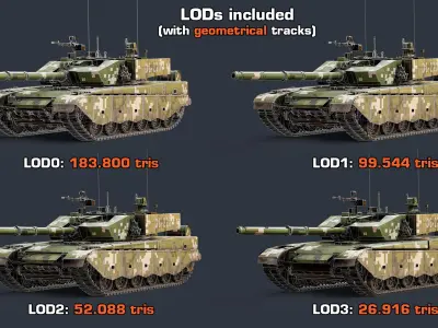  Rigged Type 99 Tank GameReady LODs 
