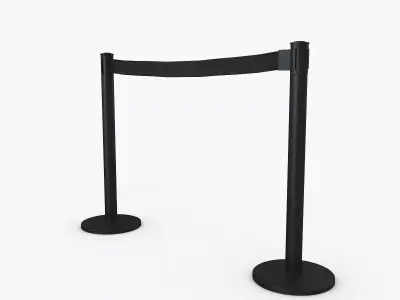 3D Airport Stanchions Black Short 3D model