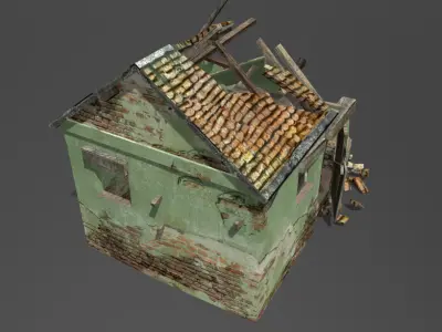 Old hut Low-poly 3D model