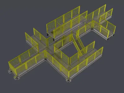 Catwalk set ladder with stripes Low-poly 3D model