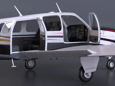  Beechcraft Bonanza Plane Rigged for Cinema 4D 
