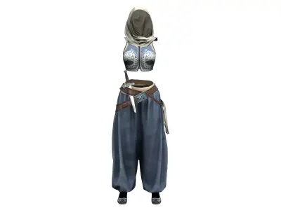 Ottoman Style Outfit Shawl Vest Pants Belt Shoes Low-poly 3D model