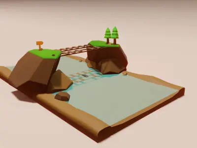 Cartoon Game Platform Low-poly 3D model