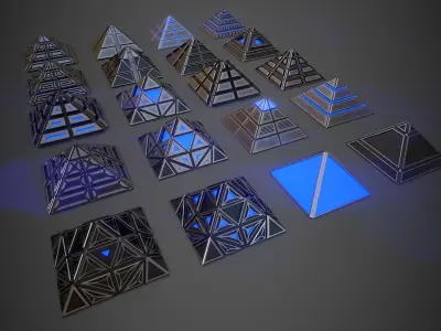 Sci-Fi Pyramid Metal Low-poly 3D model