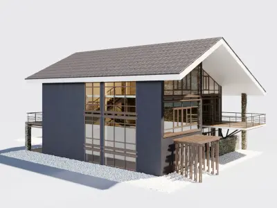 Villa with pool 3D model