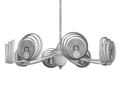 ISTAN gold chandelier with circular glass shades Low-poly 3D model
