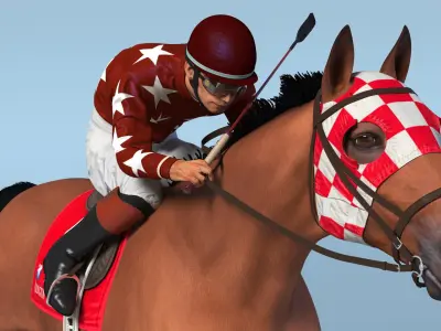  Running Bay Racing Horse with Jokey 