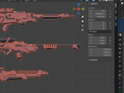 Futuristic Sci-Fi Sniper Rifle 9 different models  Low-poly 3D model