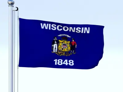 Animated Wisconsin Flag Low-poly 3D model