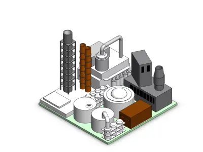 Oil or Gas Fossil Fuel Refinery 3D model