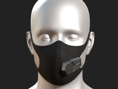 Gas mask fabric futuristic protection isolated  Low-poly 3D model
