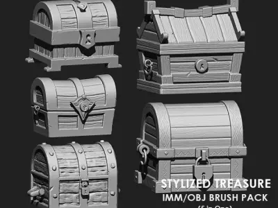 Stylized Treasure IMM Brush Pack 5 in One 3D model