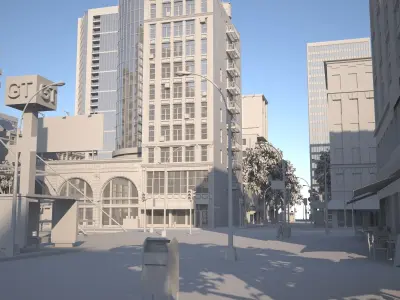 City Downtown with Suburb Low-poly 3D model