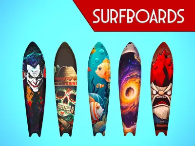 SURF BOARD 16-20 CARTOON STYLIZED 3D Model Pack