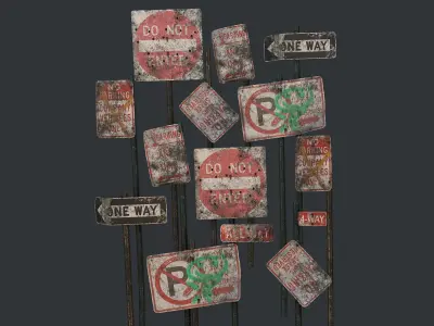 Traffic Sign01 Pack Low-poly 3D model