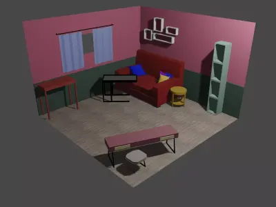 Isometric Room and Furniture Pack 17 Model Low-poly 3D model