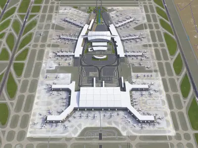 Guangzhou - Baiyun Airport Low-poly 3D model