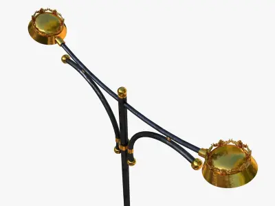 Cast iron street light lamp with 2 luminaries 3D model