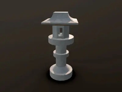 Asian Stone Lamp 3D model