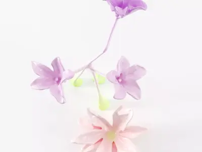 Ceramic flowers sculpture 3D model