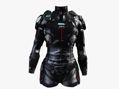 Female Sci-Fi Space Suit Low-poly 3D model
