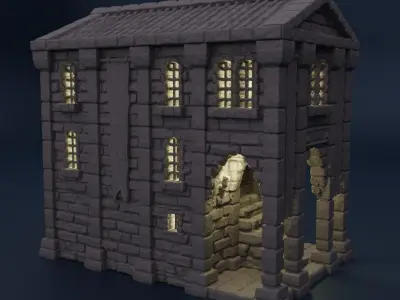 Medieval Bank Tabletop Terrain 28 MM 3D print model